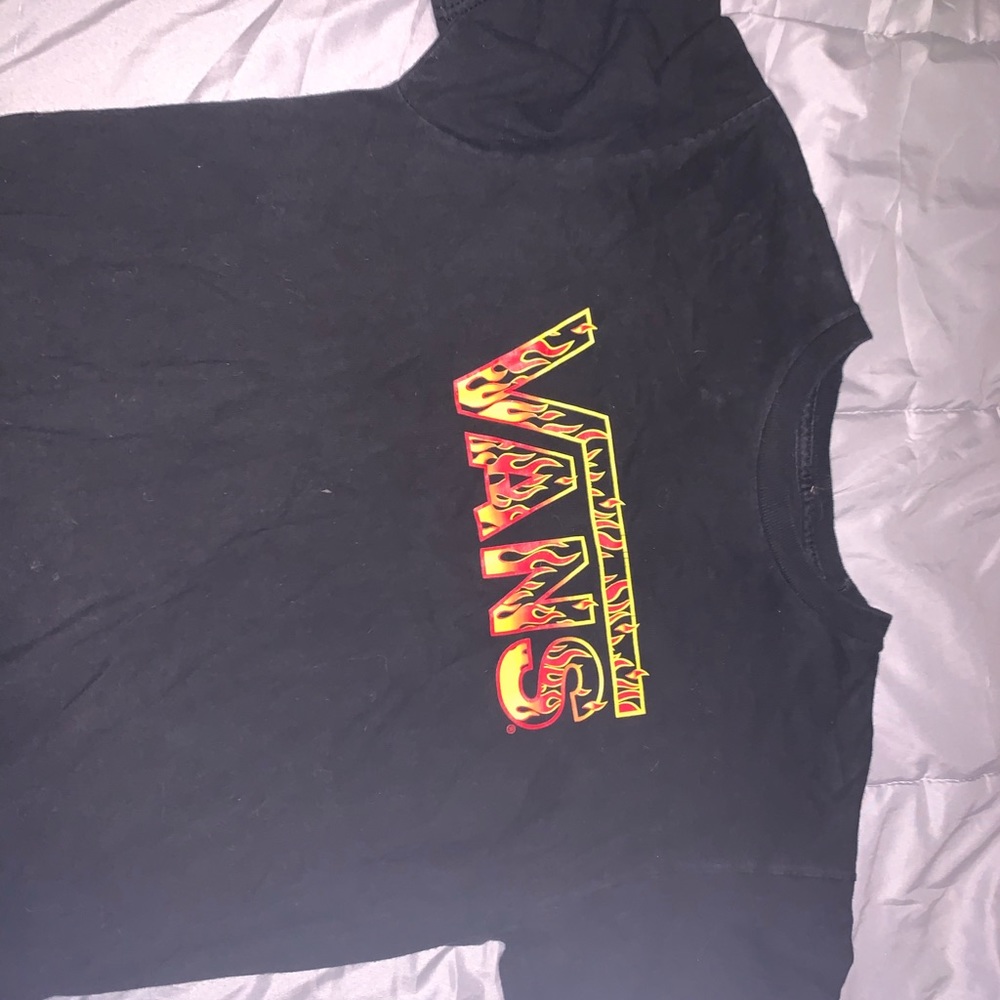 black vans fire shirt